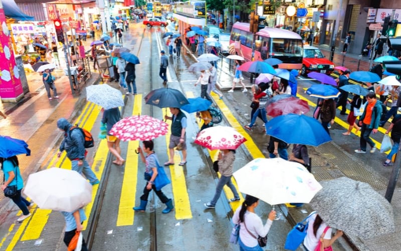 raining in Hong Kong
