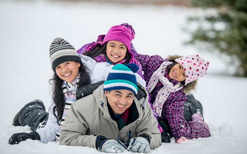 happy family Canadian winter